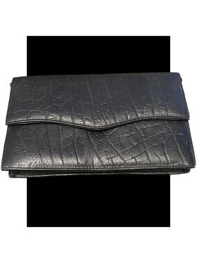 Vintage Bushman Botswana Geniune Buffalo Black Envelope Clutch